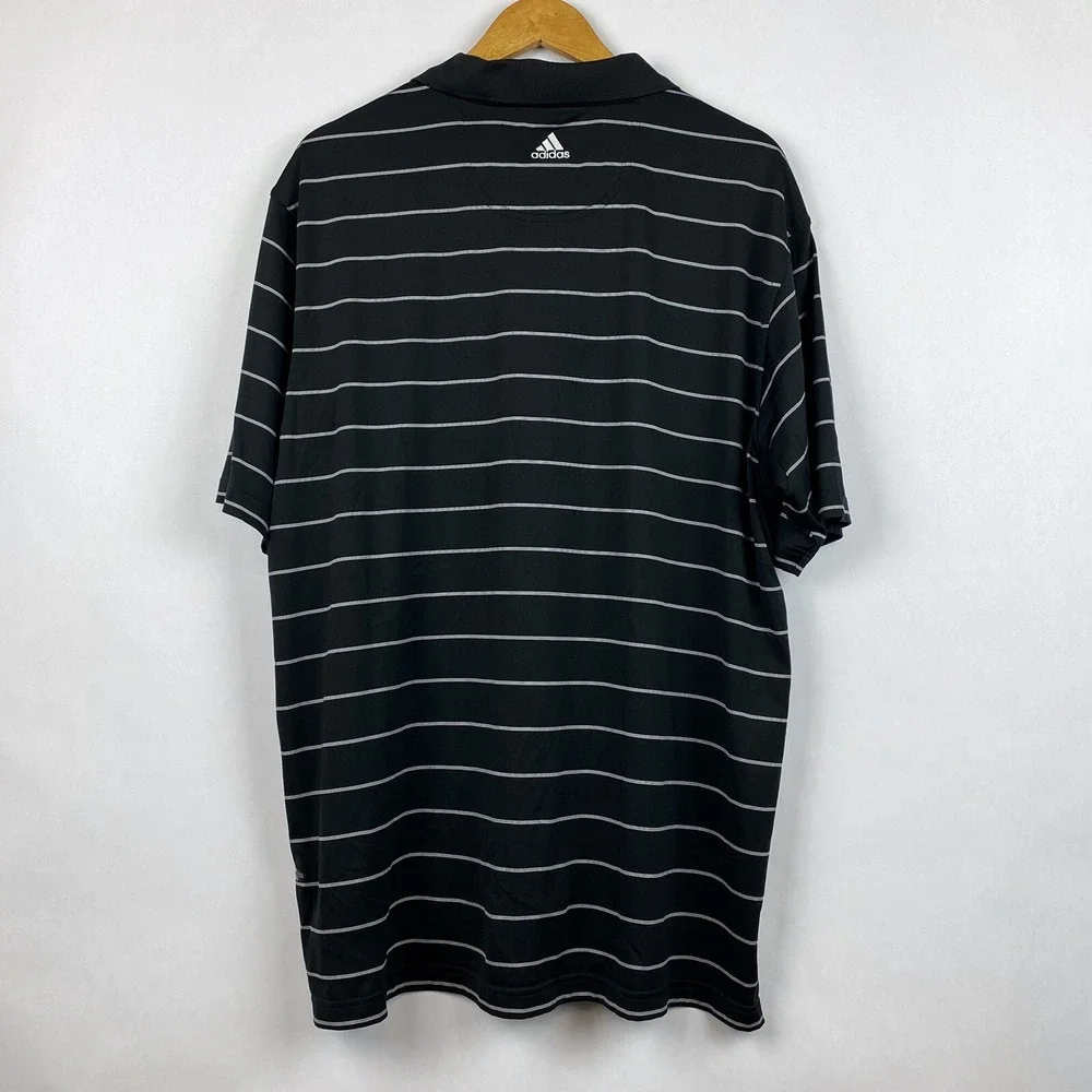 Adidas Polo Shirt XL Black White Stripe Golf Casual‎